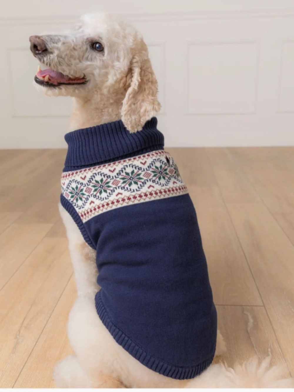 NWT Hope & Henry Organic Fair Isle Dog Sweater Scottish Snowflake Size L